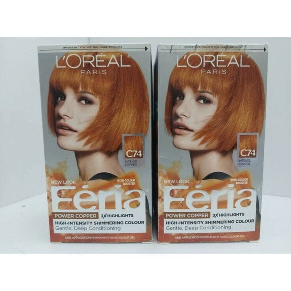 2 X L'OREAL PARIS C74 FERIA POWER COPPER HIGH INTENSITY SHIMMERING COLOUR - Picture 1 of 2